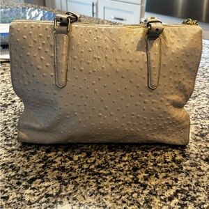 Brahmin Cream Textured Shoulder Bag